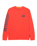 Caterpillar Mens Red Trademark Banner Long Sleeve Tee-1510034-17-1463