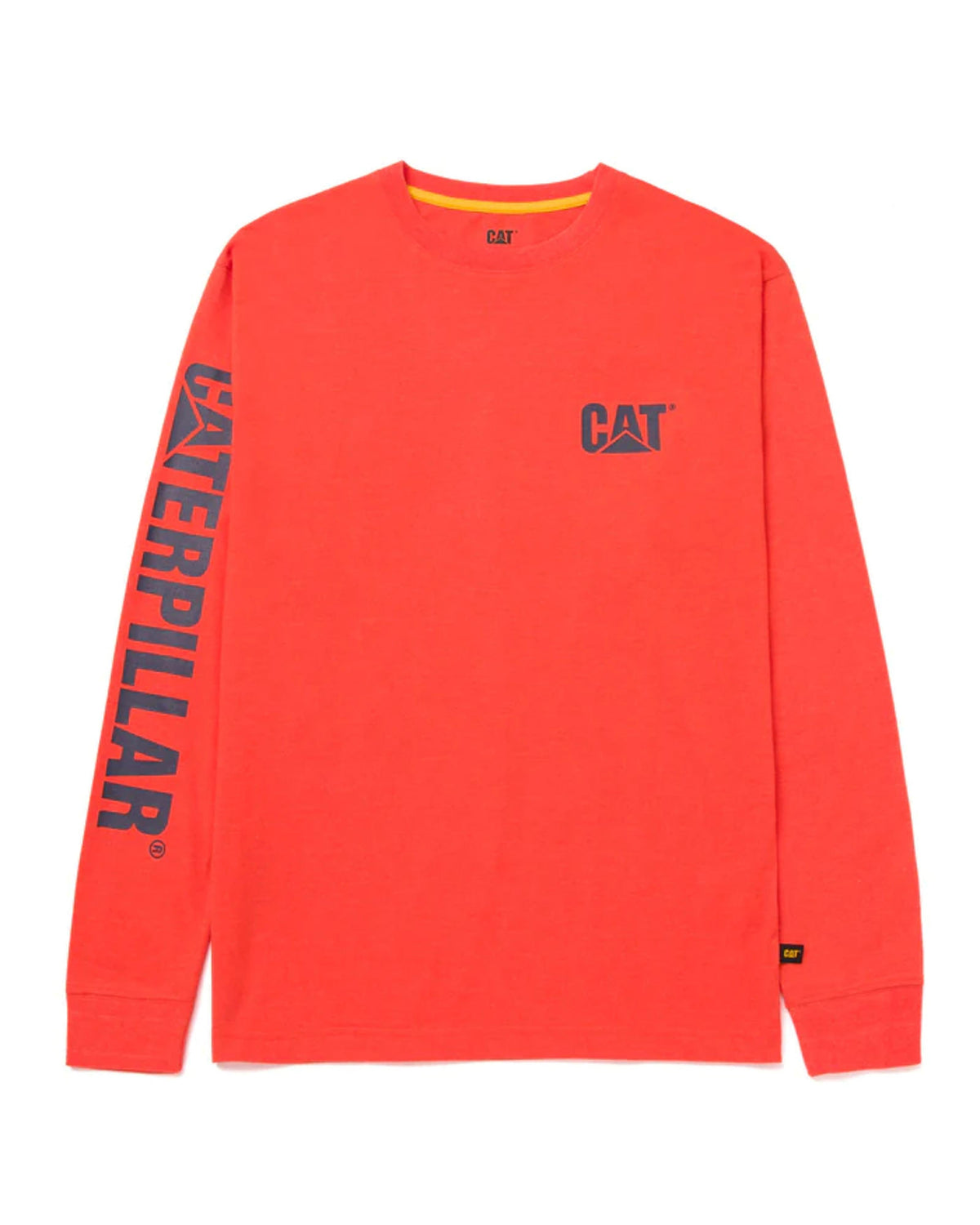 Caterpillar Mens Red Trademark Banner Long Sleeve Tee-1510034-17-1463