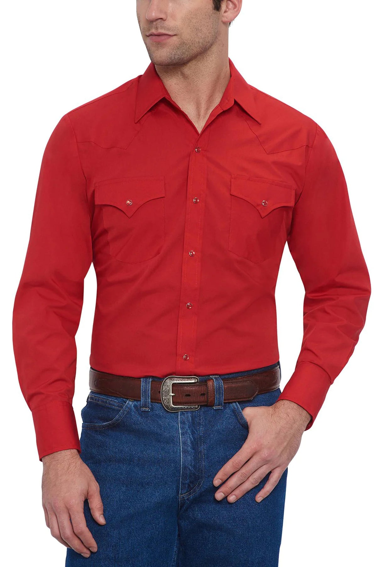 Ely Walker Mens Ely and Walker Long Sleeve Red Solid-15201905-70A