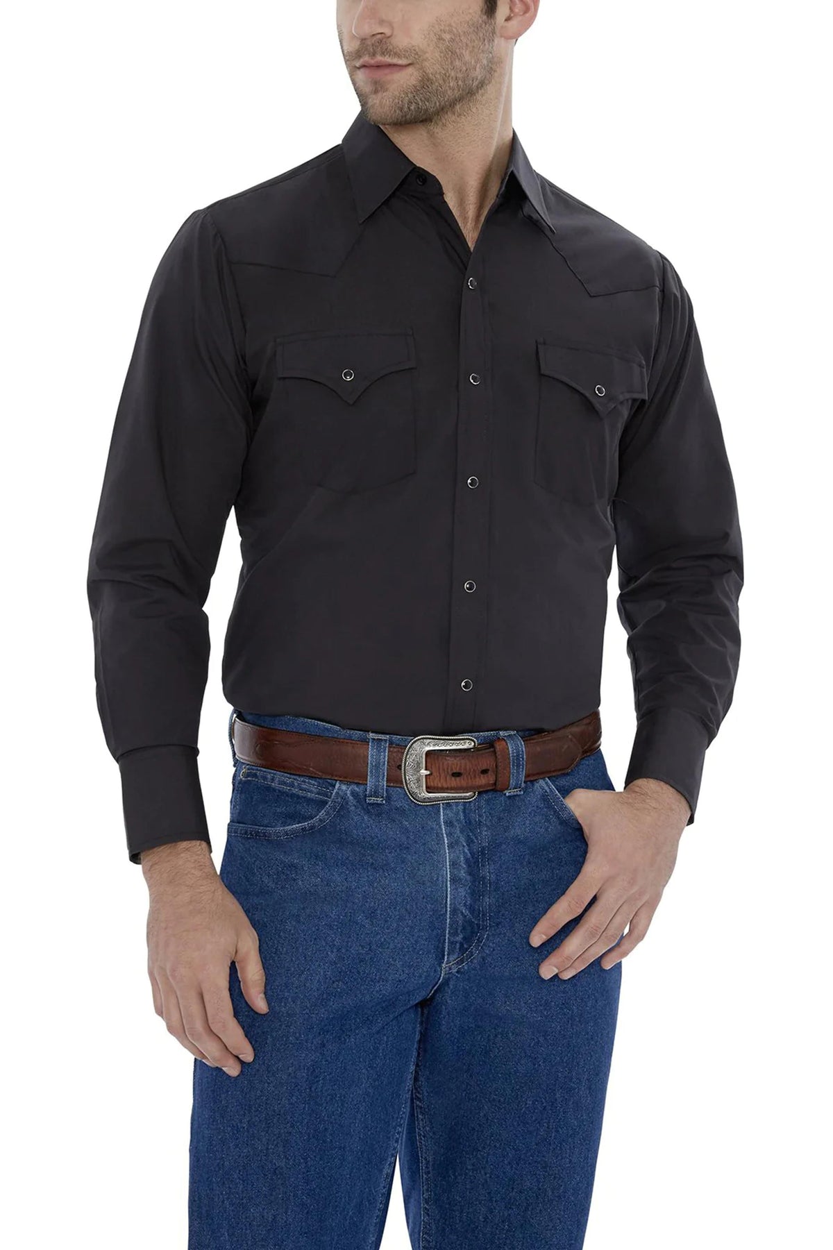 Ely Walker Mens Ely and Walker Long Sleeve Black Solid-15201905-89A