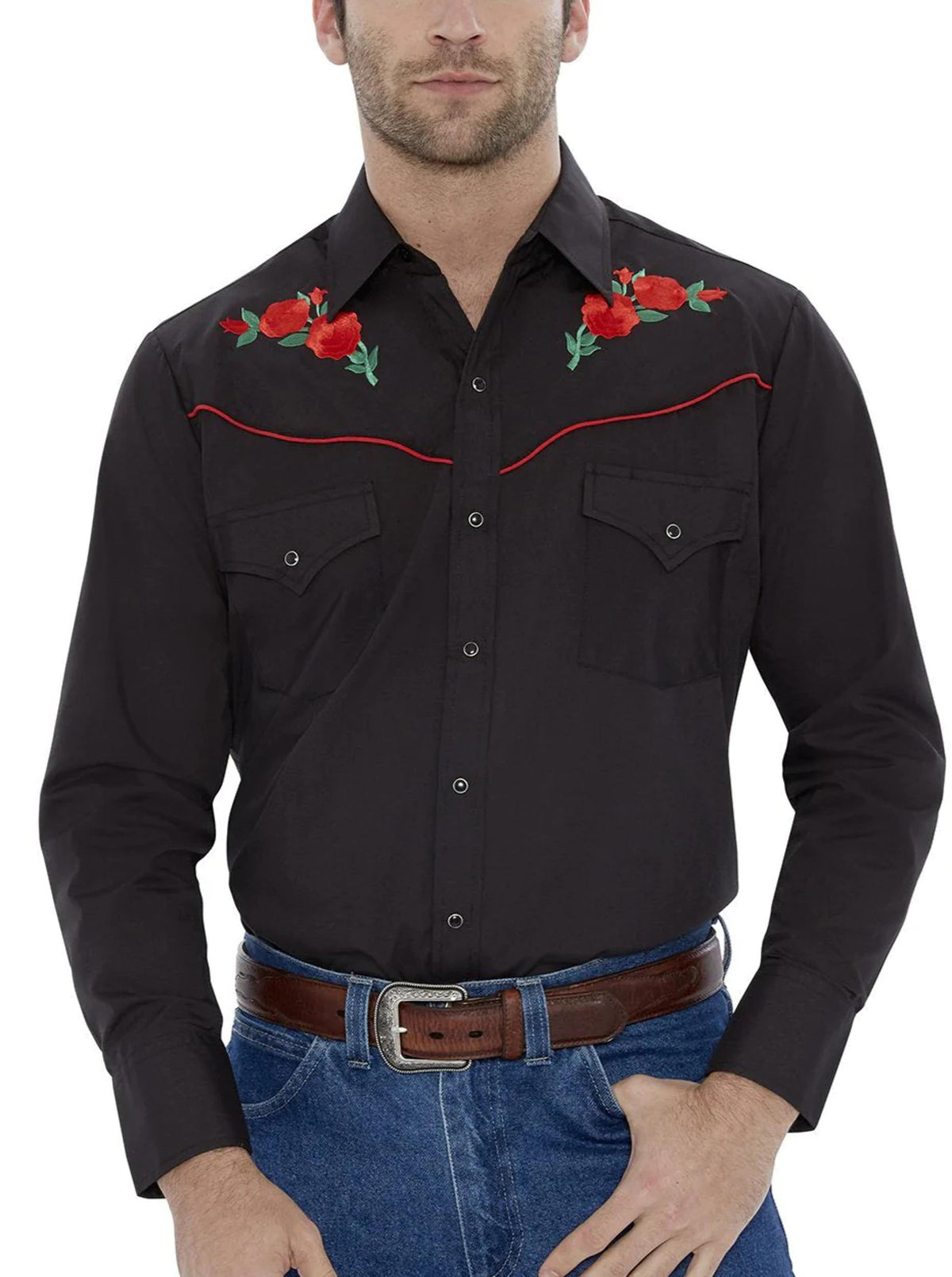 Ely Walker Mens Ely and Walker Black-Red Rose-203901-88
