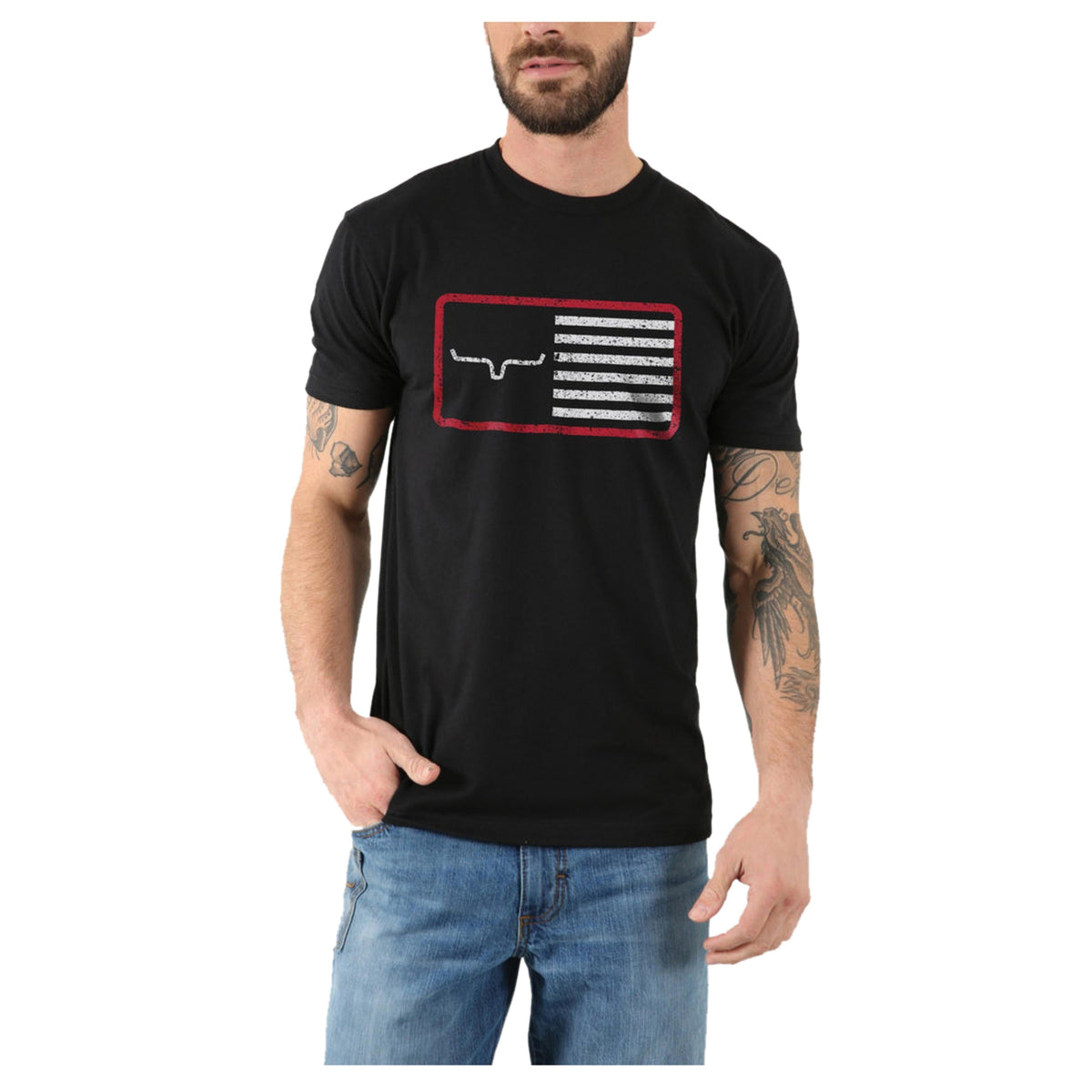 Kimes Ranch Mens American Trucker Tee-Shirt-Black-12011314