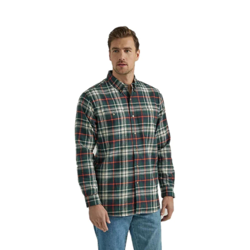 Wrangler Mens Blue Ridge Flannel Plaid L/s Shirt 0381-112330381