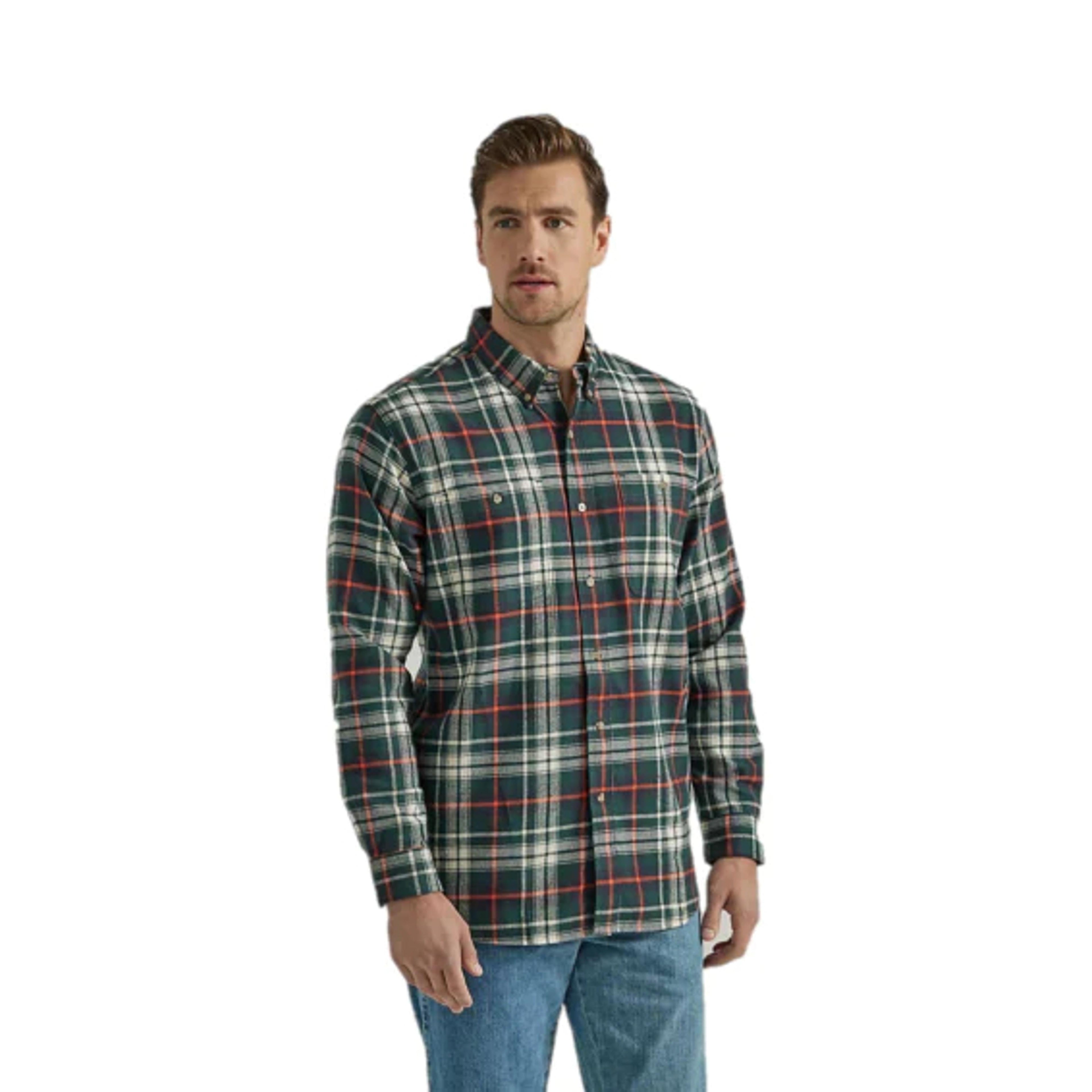 Wrangler Mens Blue Ridge Flannel Plaid L/s Shirt 0381-112330381