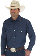 Wrangler Mens Denim L/s Snap Blue-70127MW