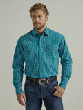Wrangler Mens 20x Comp Adv Comfort Ls Shirt Classic Fit Teal-112330525