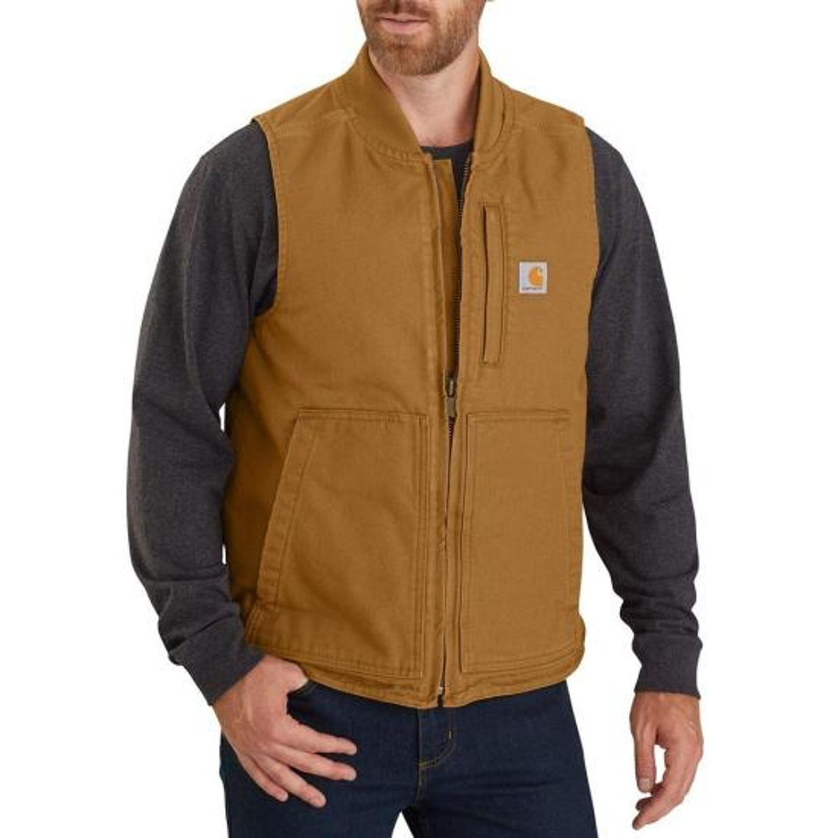 Carhartt Mens Rib Collar Insulated Work Vest - Brown-104395BRN