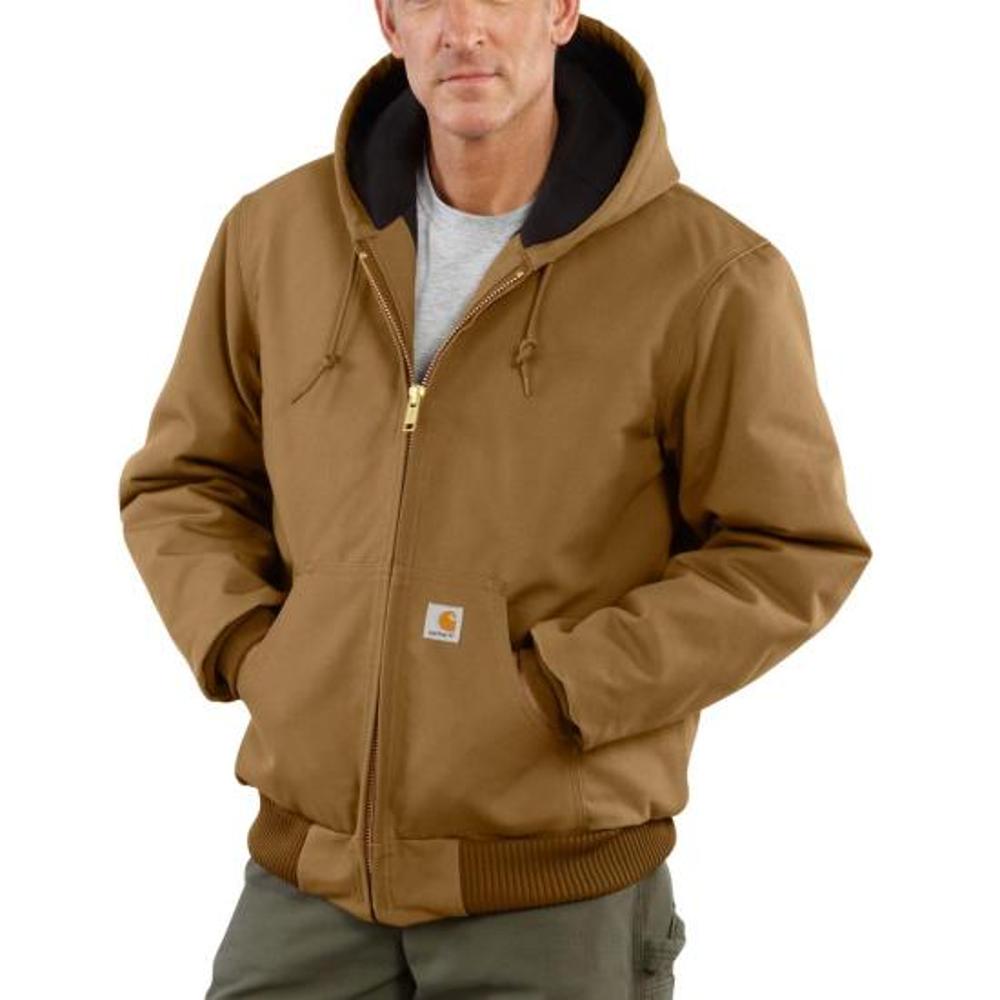 Carhartt Mens Duck Active Jacket Quilted Flannel Lined Coffee-J140-205