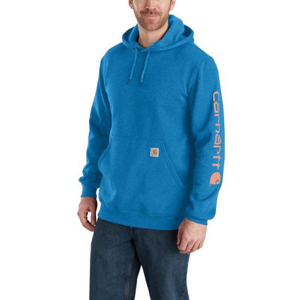 Carhartt Mens Midweight Logo Sleeve Graphic Hoodie Classic Navy Blue-K288H72