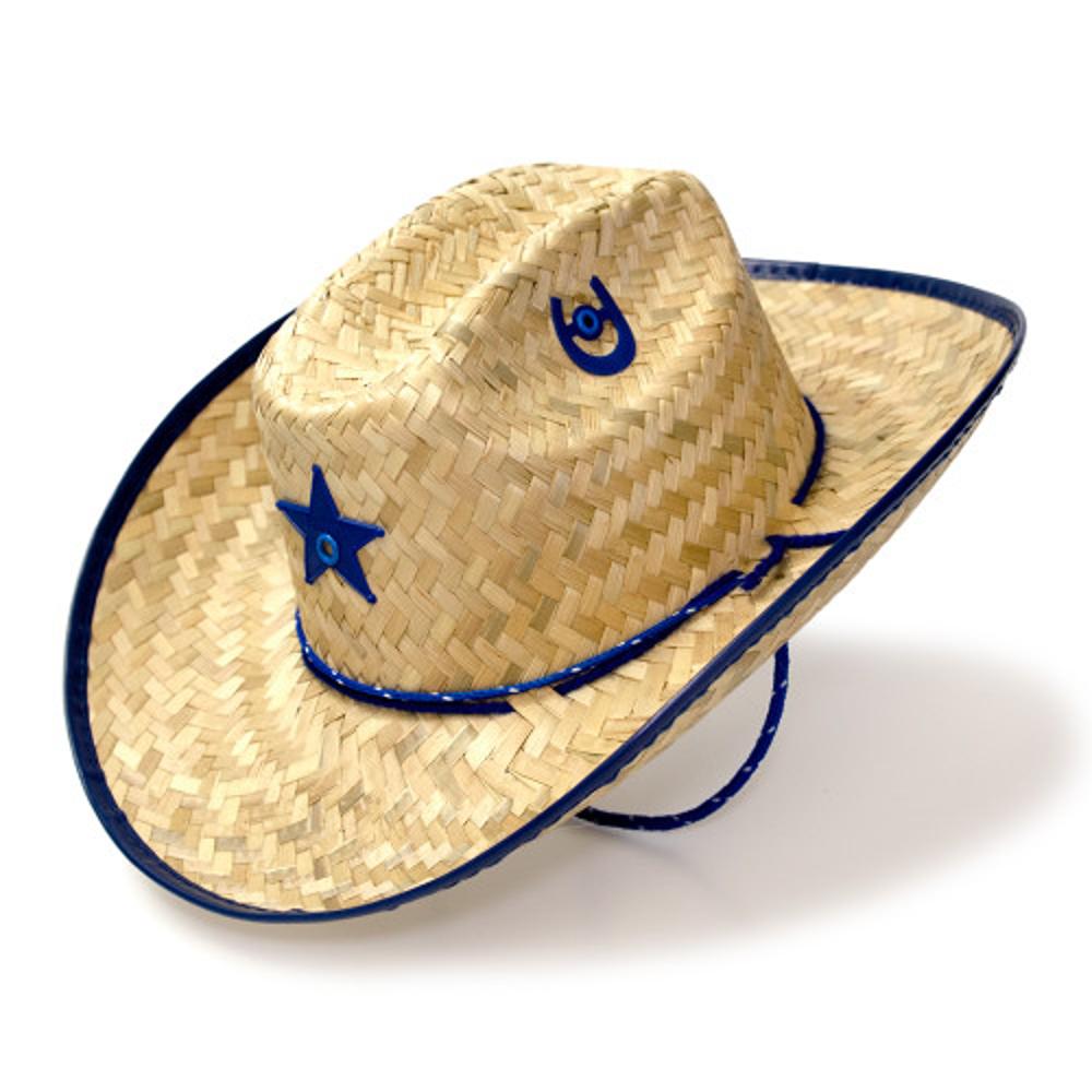 Western Express Kids Straw W/Star Blue-JJ-5BLU