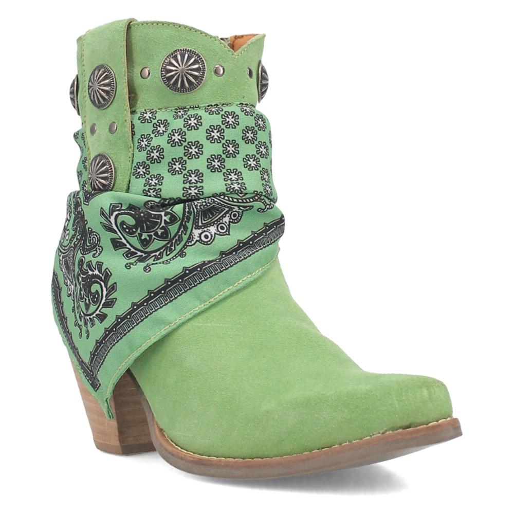 Dingo Womens Bandida Leather Boot Western Green-DI184-GN