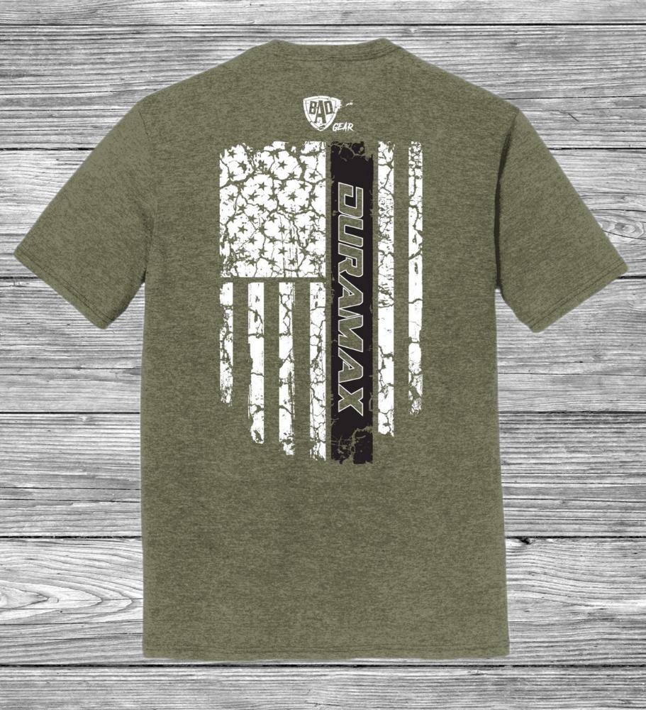 Bad Ass Diesel Duramax Army Green Flag Tshirt-BAD073