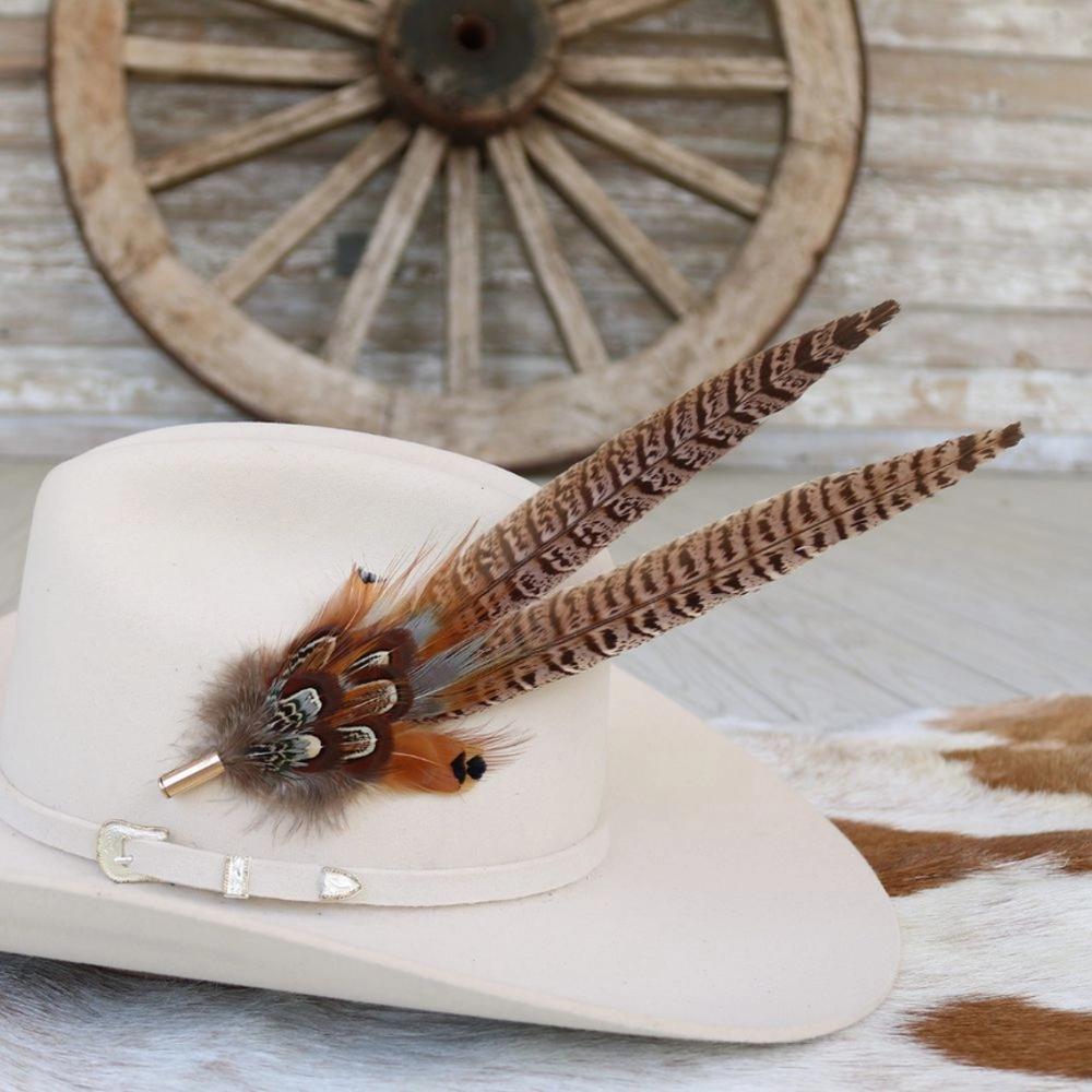 Willow Lane Hat Co Feather Hat Pin-Natural-WLTF-G