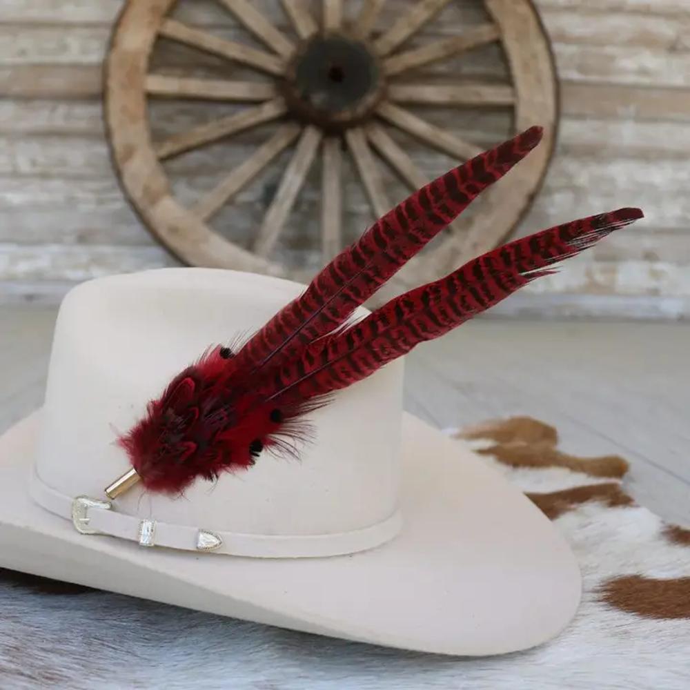 Willow Lane Hat Co Feather Hat Pin-Red-WLTF-RED