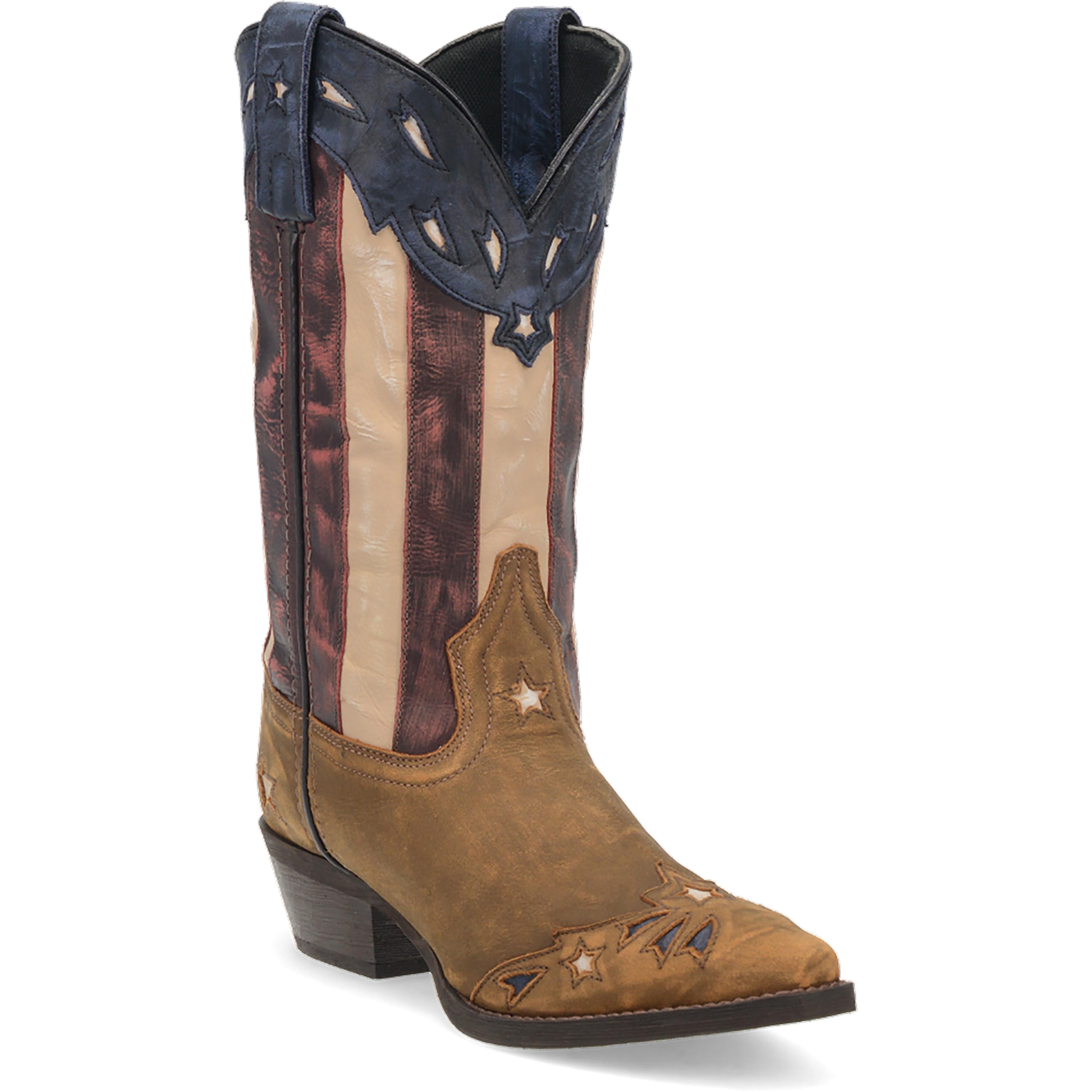 Laredo Womens Tan Stars and Stripes Western Cowgirl Boot-52165