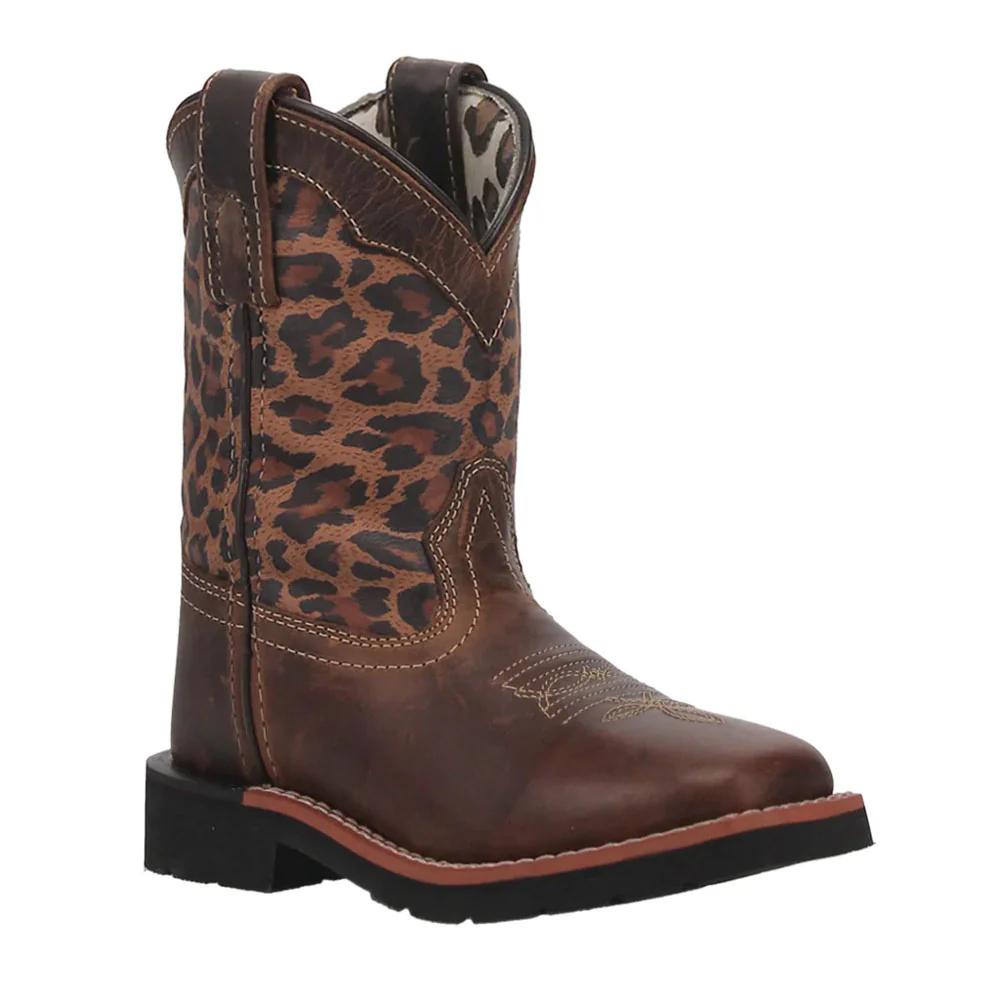 Dan Post Kids Makucha Tan/leopard Western Cowboy Boot-DPC3951