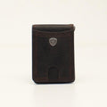 M and F Western Ariat Bifold Money Clip Shield Concho Brown - Mens
