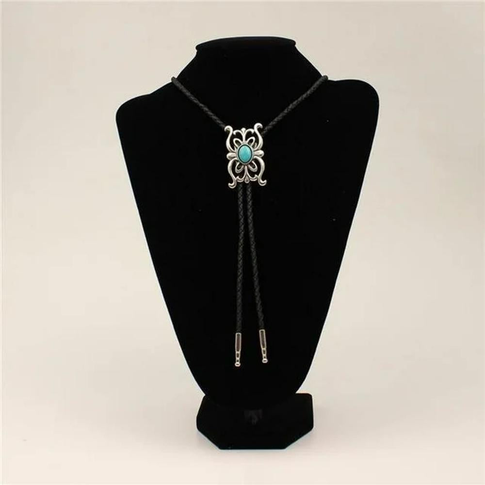 M&F Western Bolo Pierced Scroll Turq Stone