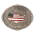 M and F Western Ariat Oval All American Antique Silver - Mens