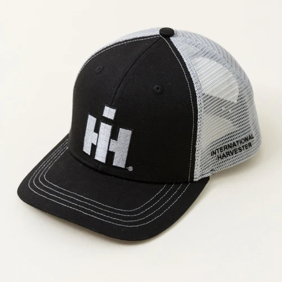 International Harvester IH Black and Grey Mesh Back Trucker