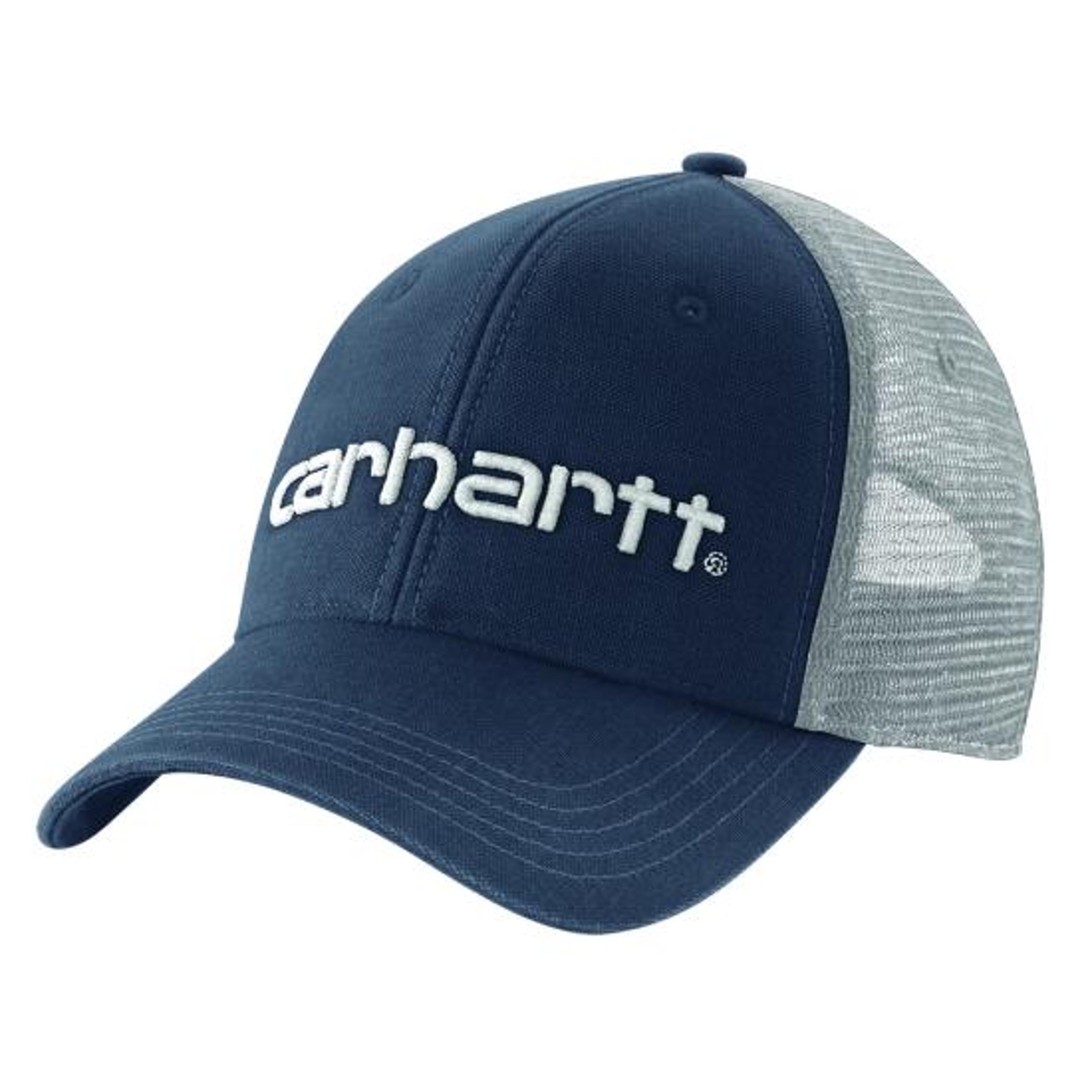 Carhartt Mens AH1195 Canvas Mesh Back Logo Graphic Cap Navy White-101195-408