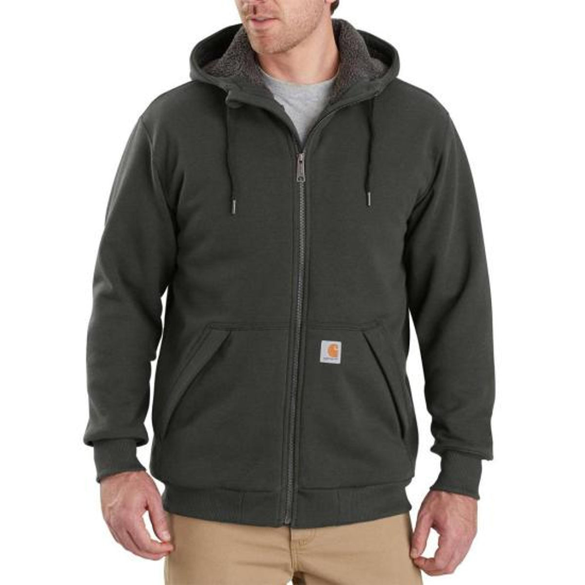 Carhartt Mens Rockland Heavyweight Quarter-Zip Sweatshirt - Dark Green-103308-306