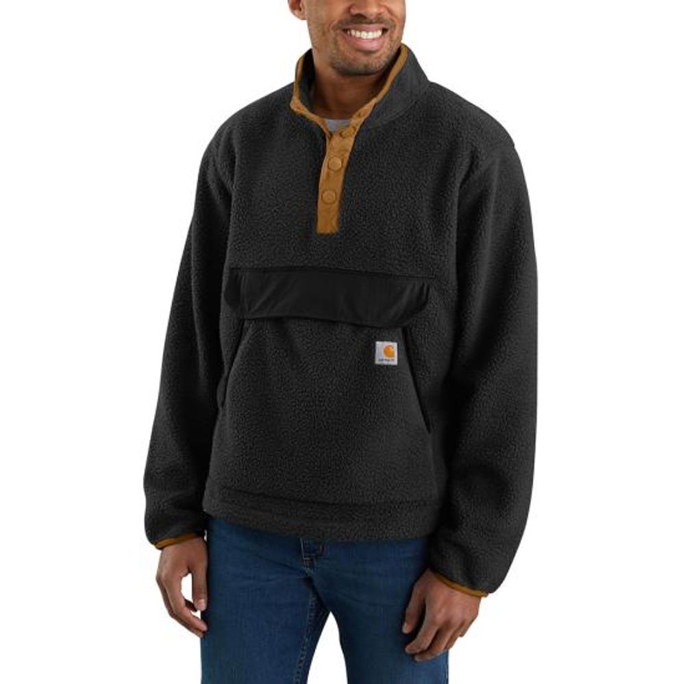 Carhartt Mens Relaxed Fit Midweight Quarter-Snap Fleece Pullover - Black-104991-BLK