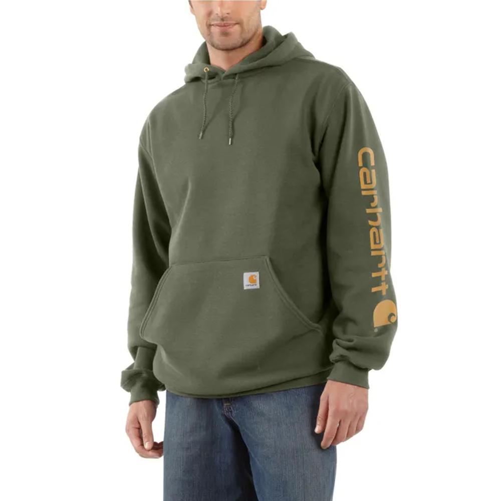 Carhartt Mens Loose Fit Midweight Logo Sleeve Graphic Hoodie Green-K288-G39