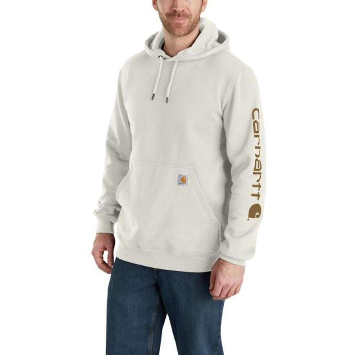 Carhartt Mens Loose Fit Midweight Logo Sleeve Graphic Hoodie White-K288-W03