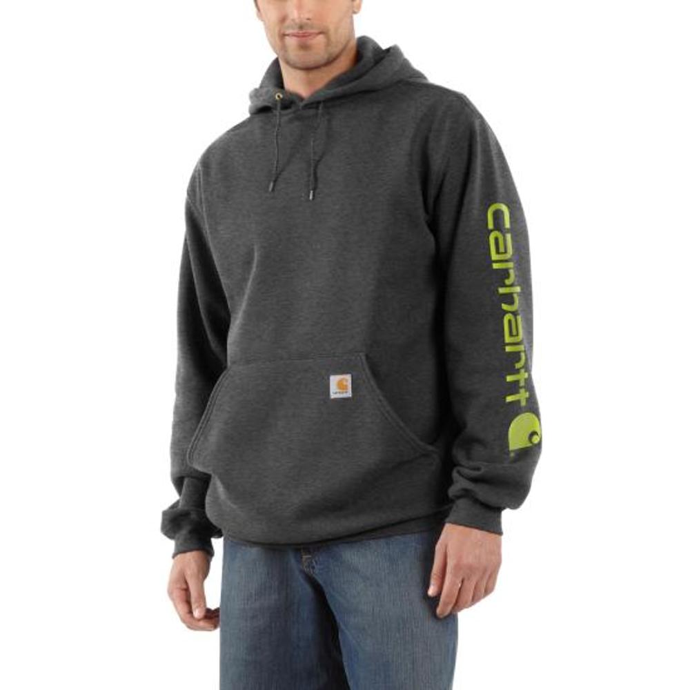 Carhartt Mens Midweight Logo Sleeve Graphic Hoodie Classic Carbon Heather-K288CBH