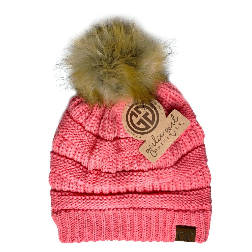 Girlie Girl Originals Cc Beanie W/Faux Fur Pom - Cor-HAT43-COR