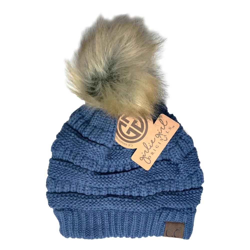 Girlie Girl Originals Cc Beanie W/Faux Fur Pom - Dar-HAT43-DDEN