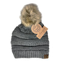 Girlie Girl Originals Cc Beanie W/Faux Fur Pom - Dar-HAT43-DGRY