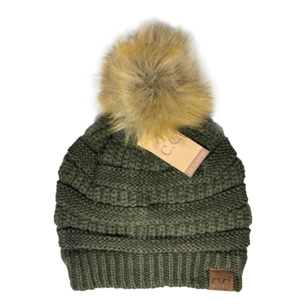 Girlie Girl Originals Cc Beanie W/Faux Fur Pom - Oli-HAT43-NOLI