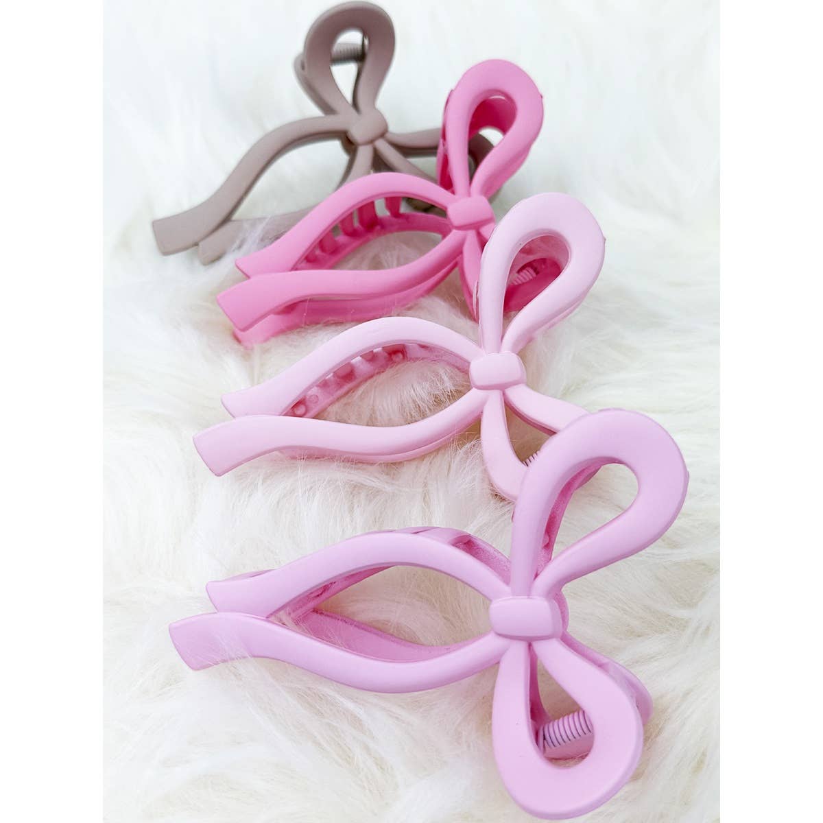 Love And Repeat Pink And Taupe Bow Hair Claw Clip LRSRCJHC471BW