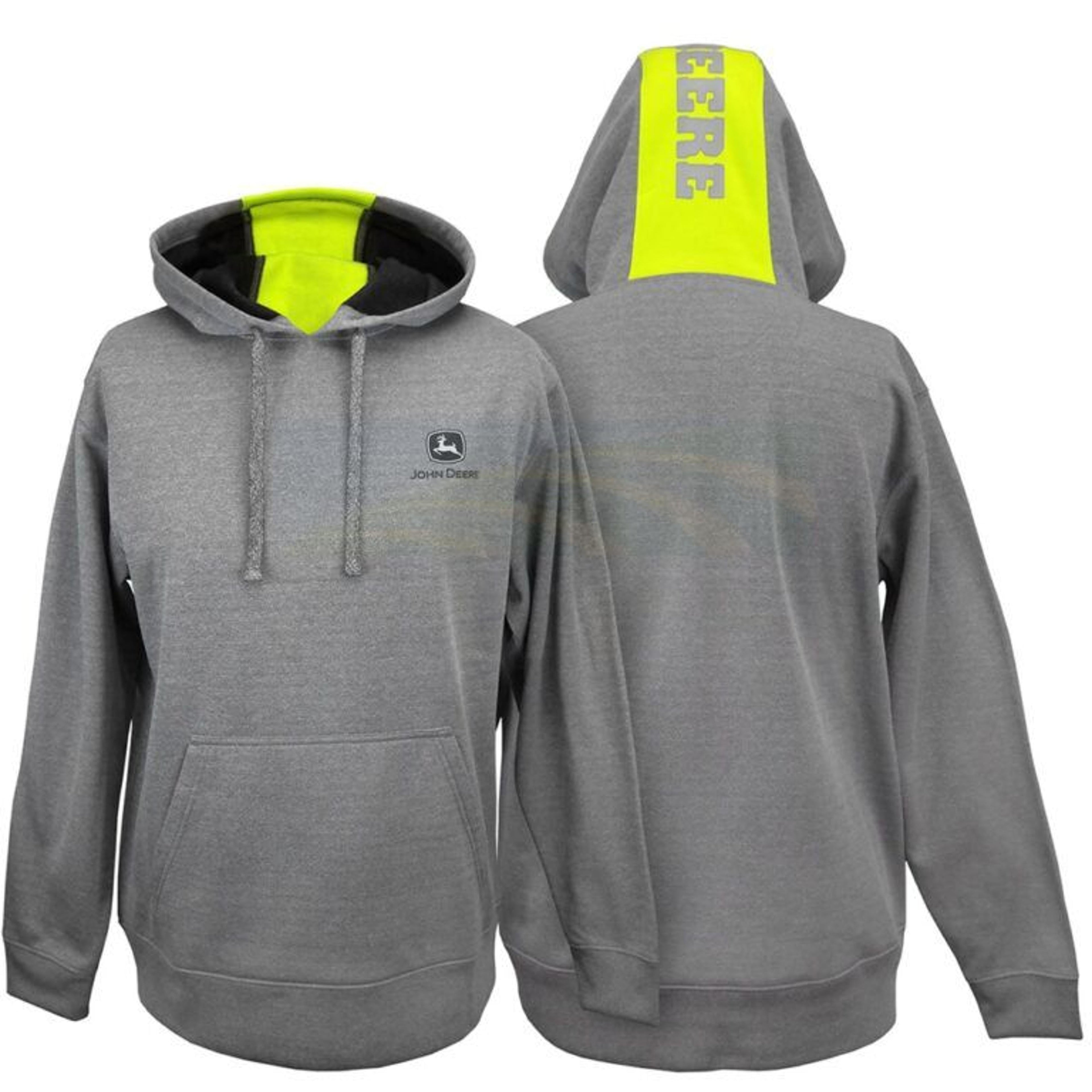 John Deere Mens John Deer High Vis Yellow Stripe Hoodie-14472061CH