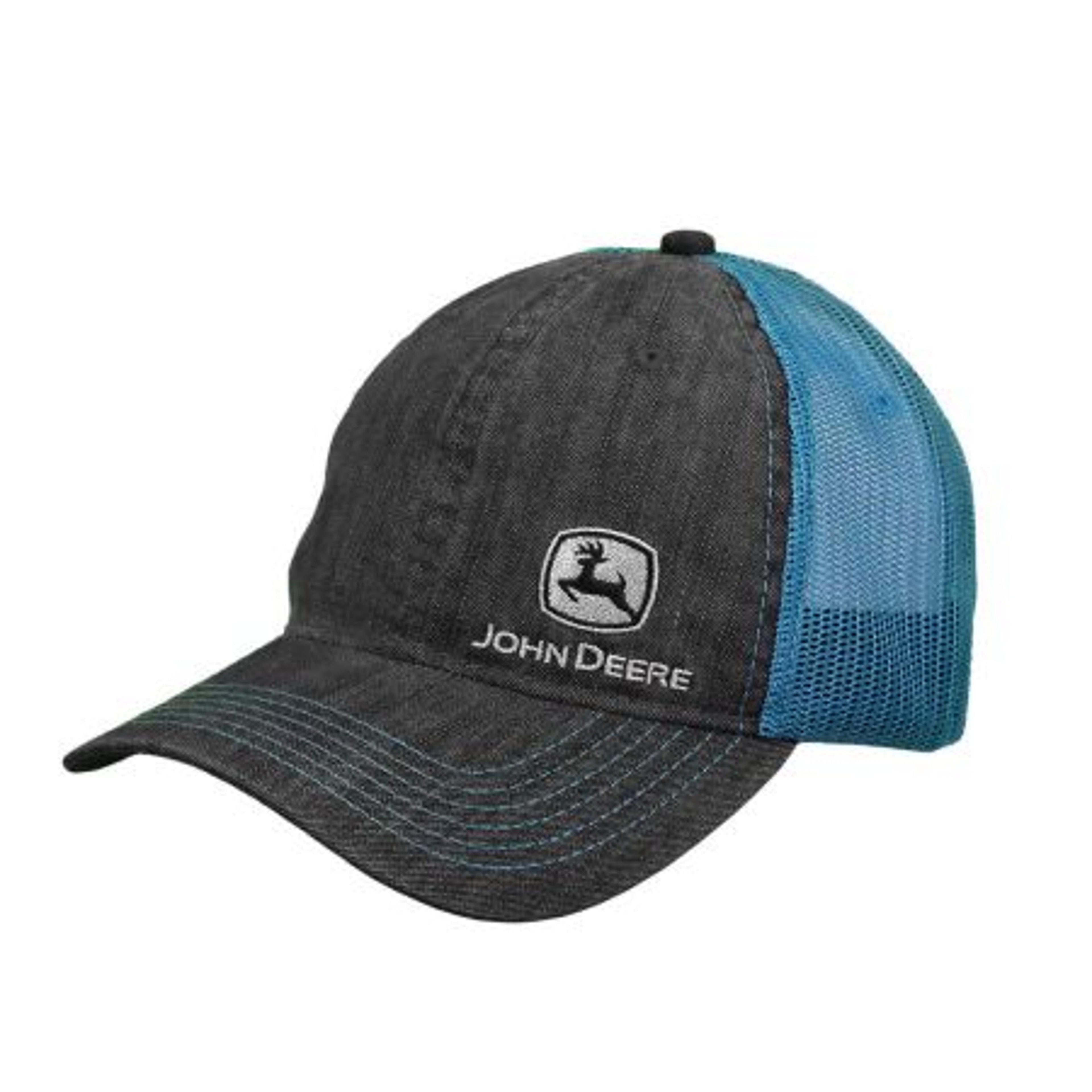John Deere Chambray Mesh Blue And Gray Ball Cap-J26E-03DG-JDR-JMP