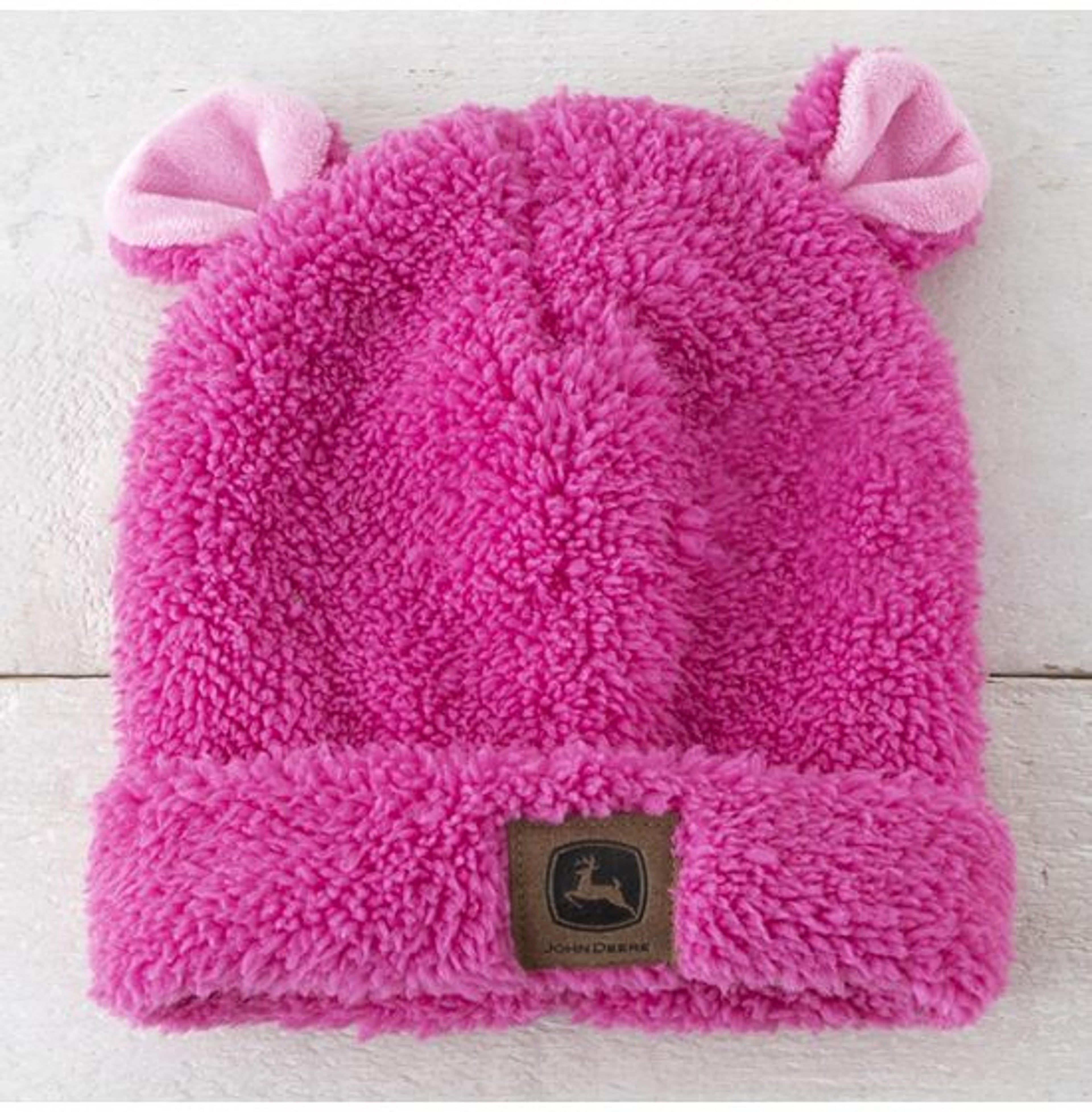 John Deere Kids Pink Polar Bear Ears Fleece Toboggan-J56G-02XG-JDR-FXM