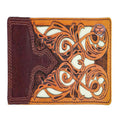 Hooey Top Notch Hand-Tooled Leather Bi-Fold Wallet With Ivory Leather Inlay Bullhide-HBF008-TNBR