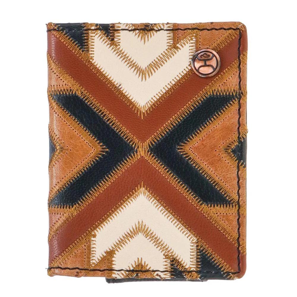 Hooey Montezuma Patchwork Leather Bi-Fold Money Clip Wallet With Hooey Logo Rivet-HFBF007-BRBK
