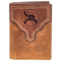 Hooey Canyon Tan Distressed Leather Trifold Wallet With Brown Bison Leather Triple St-RTF008-TNBR
