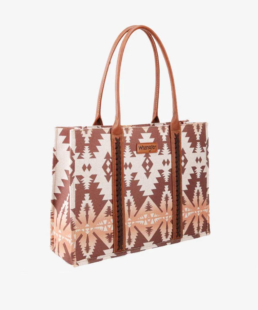 Montana West Wrangler Pattern Print Canvas Wide Tote-WG2203-8119LIHTCOFE