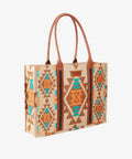 Montana West Wrangler Pattern Print Canvas Wide Tote-WG2203-8119TAN
