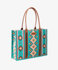 Montana West Wrangler Pattern Print Canvas Wide Tote-WG2203-8119TURQ