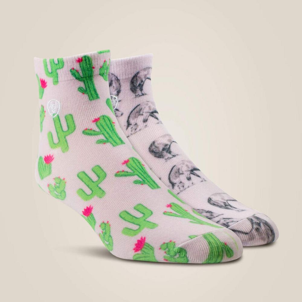 Ariat Socks - Nester 2Pack Horse/Cactus Ankle-AR3550-630