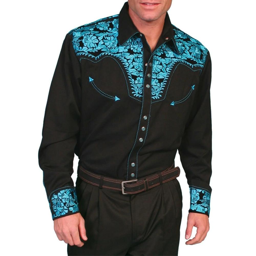 Scully Leather/Bny Floral Tooled Shoulders-P-634TUR