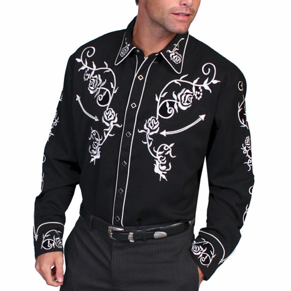 Scully Leather/Bny Floral Embroidery-P-706BLK