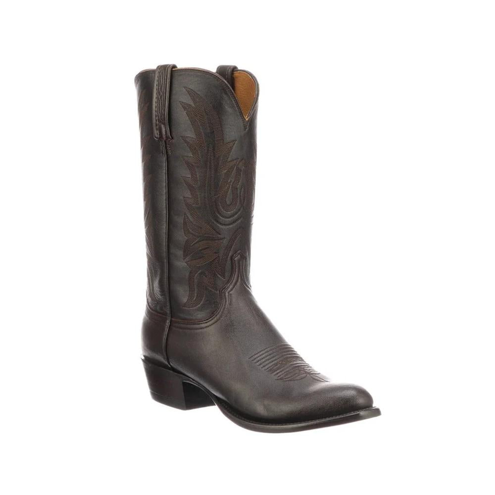 Lucchese Mens Lonestar Calf Cowboy Antique Walnut Boots-M1023.R4
