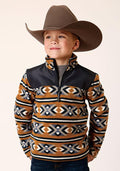 Roper Kids 1/4 Zip Polar Fleece Orange Aztec - Orange-397-692-6162OR