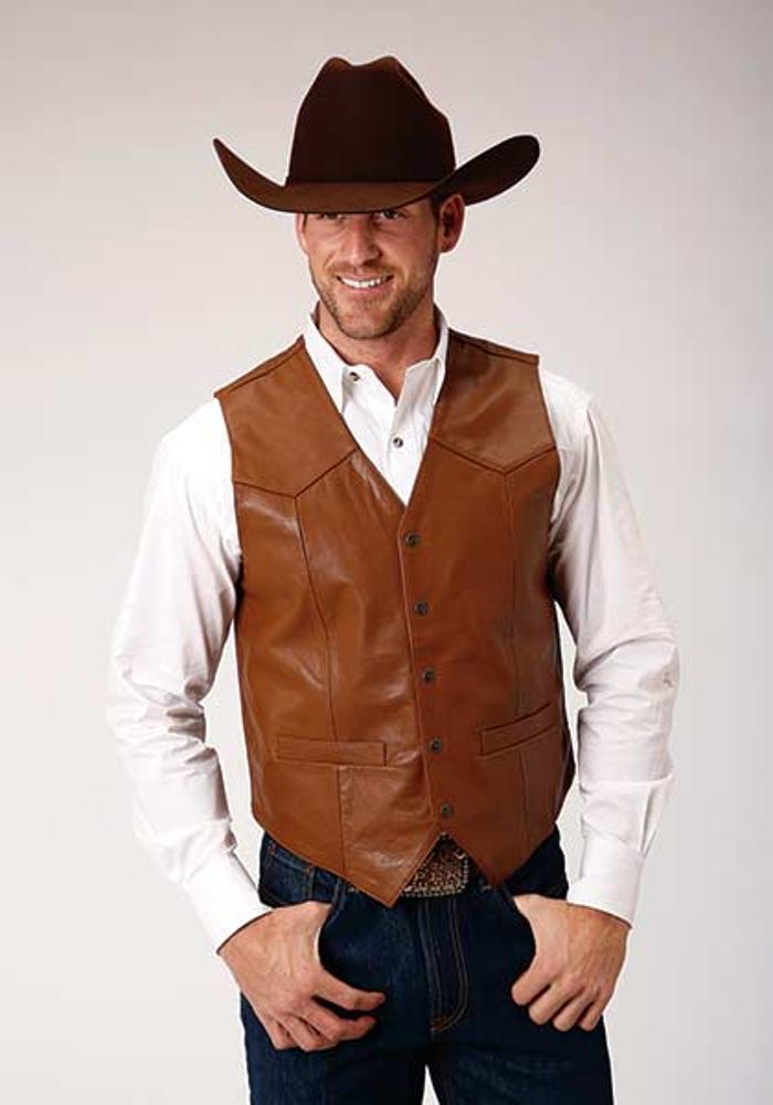 Roper Mens Nappa Vest Brown - Brown-75-510-502BR